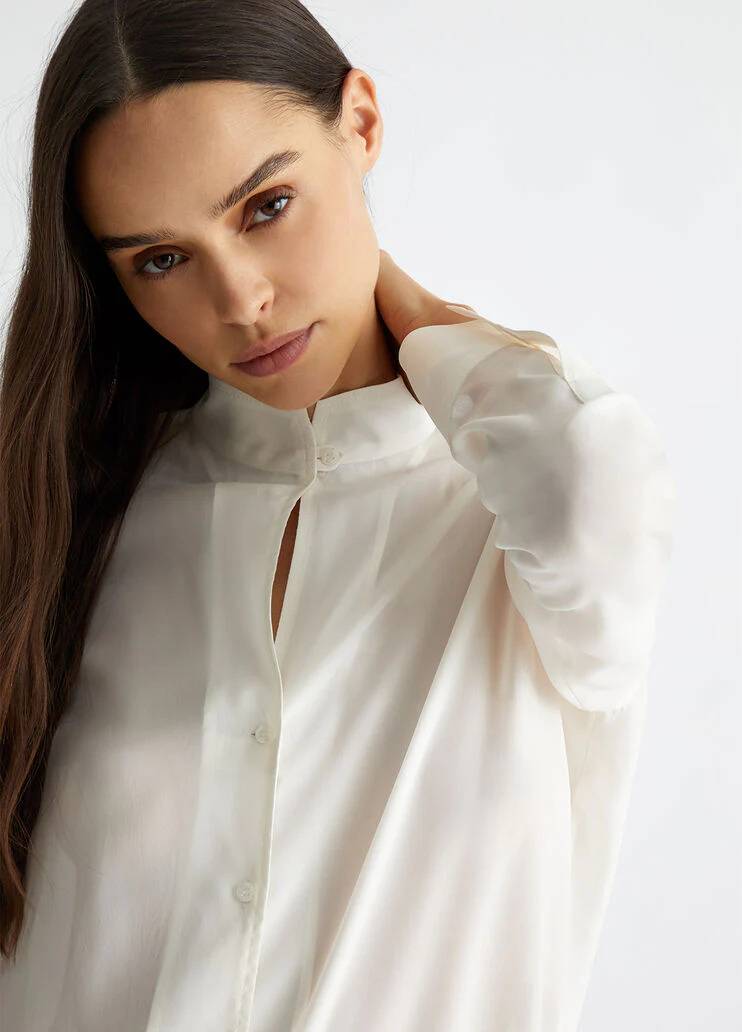 Silk-blend crepe shirt