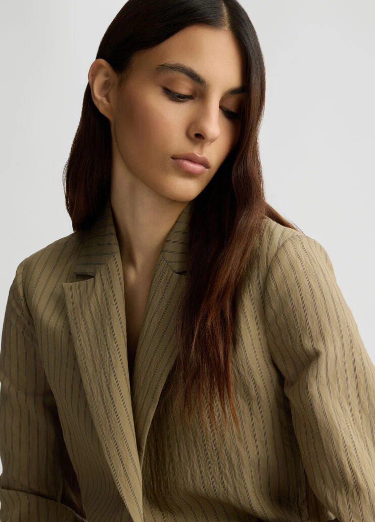 Striped blazer with belt