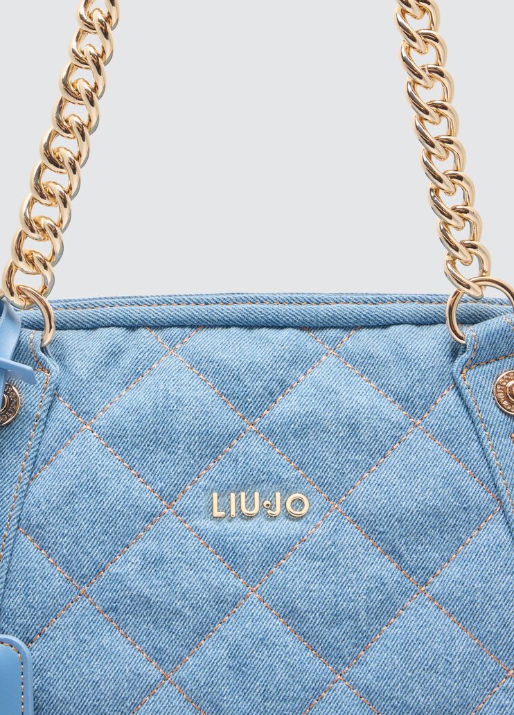 Quilted denim shopping bag