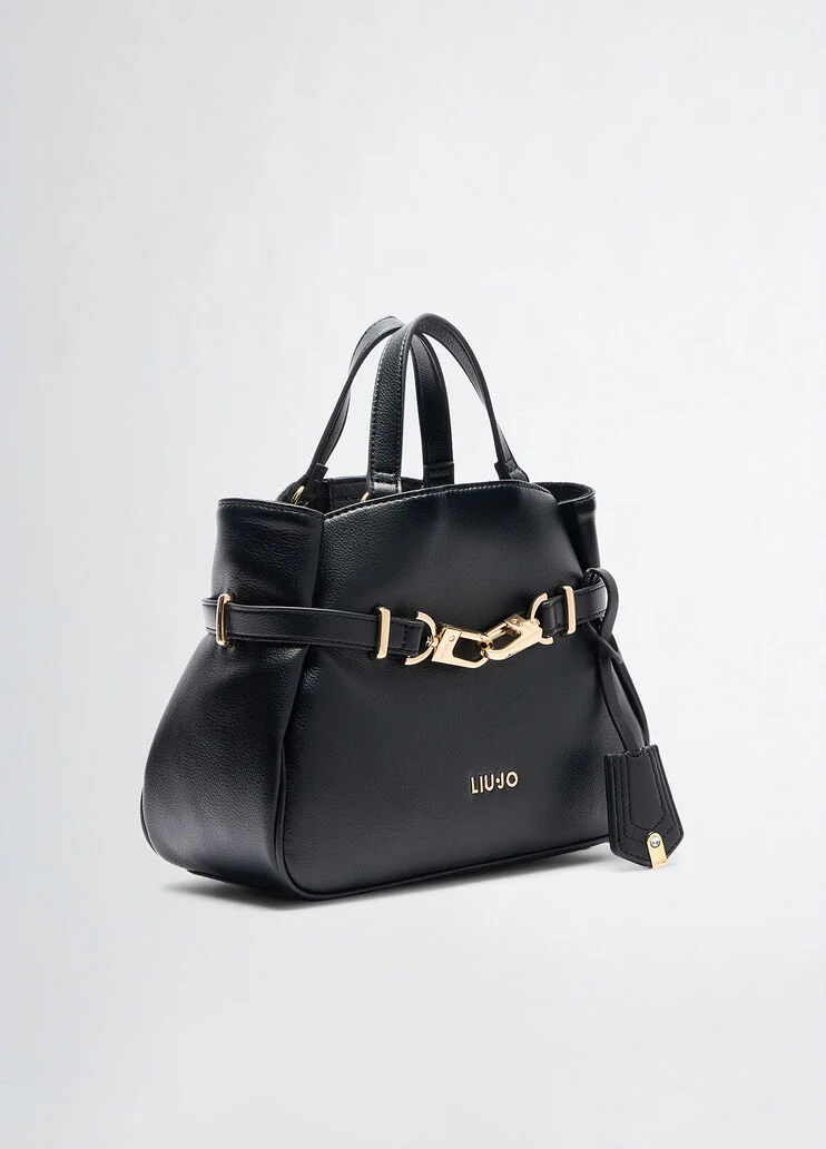 Black handbag with charm