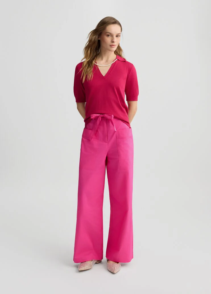 Pink poplin trousers