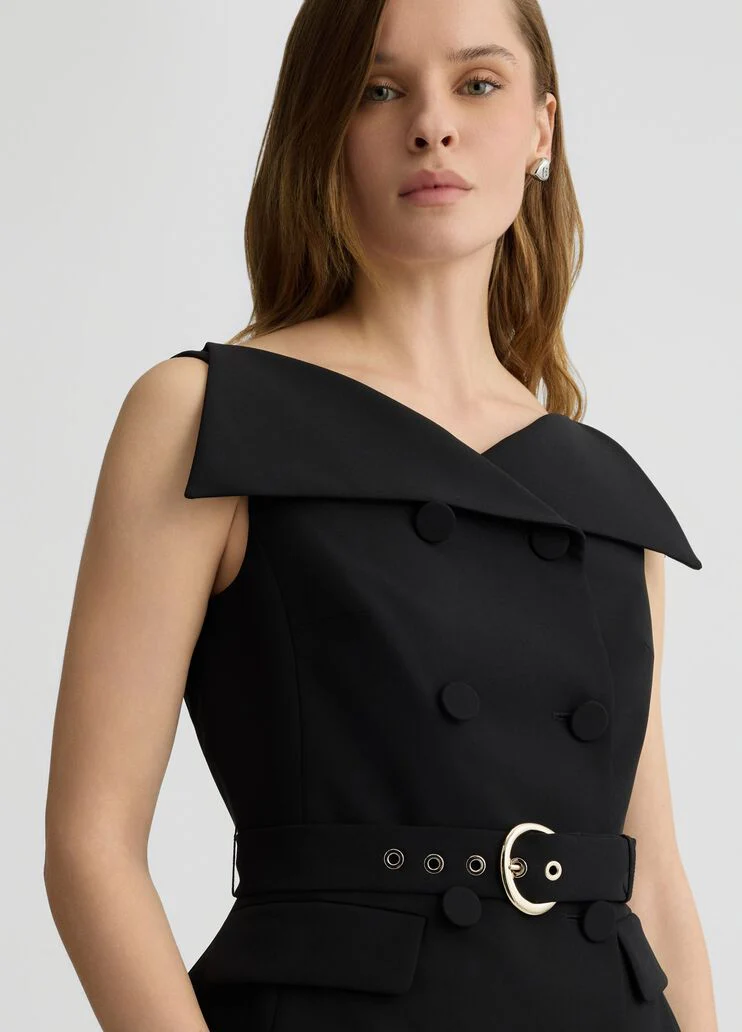 Double-breasted waistcoat with belt