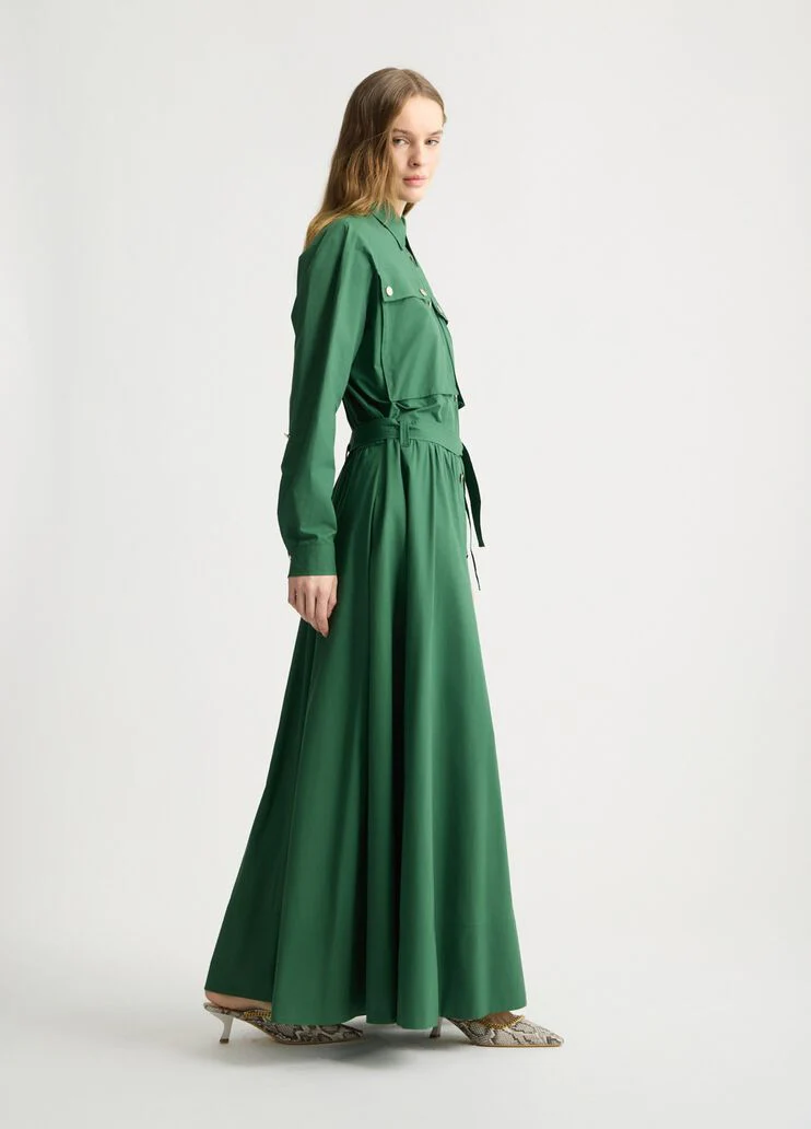 Long green shirt dress