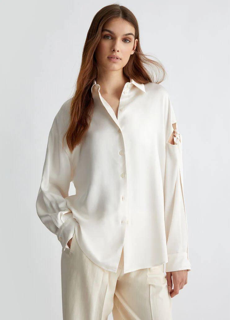 Satin shirt with bow