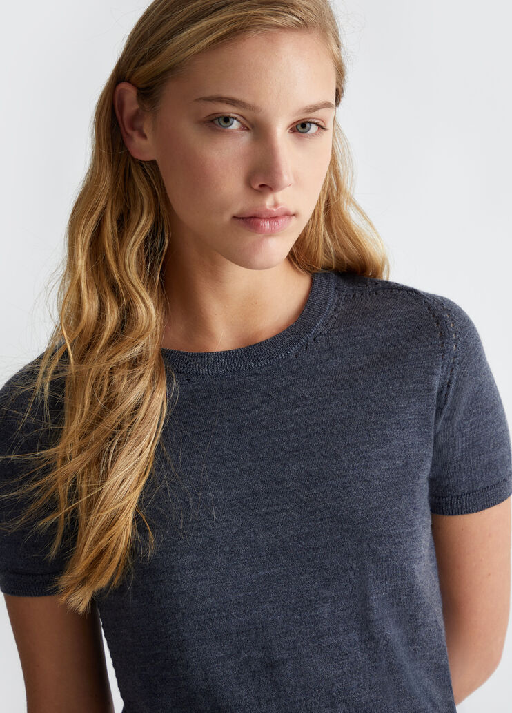 Wool knit T-shirt