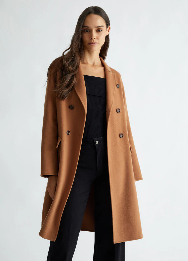 Double-breasted wool-blend coat
