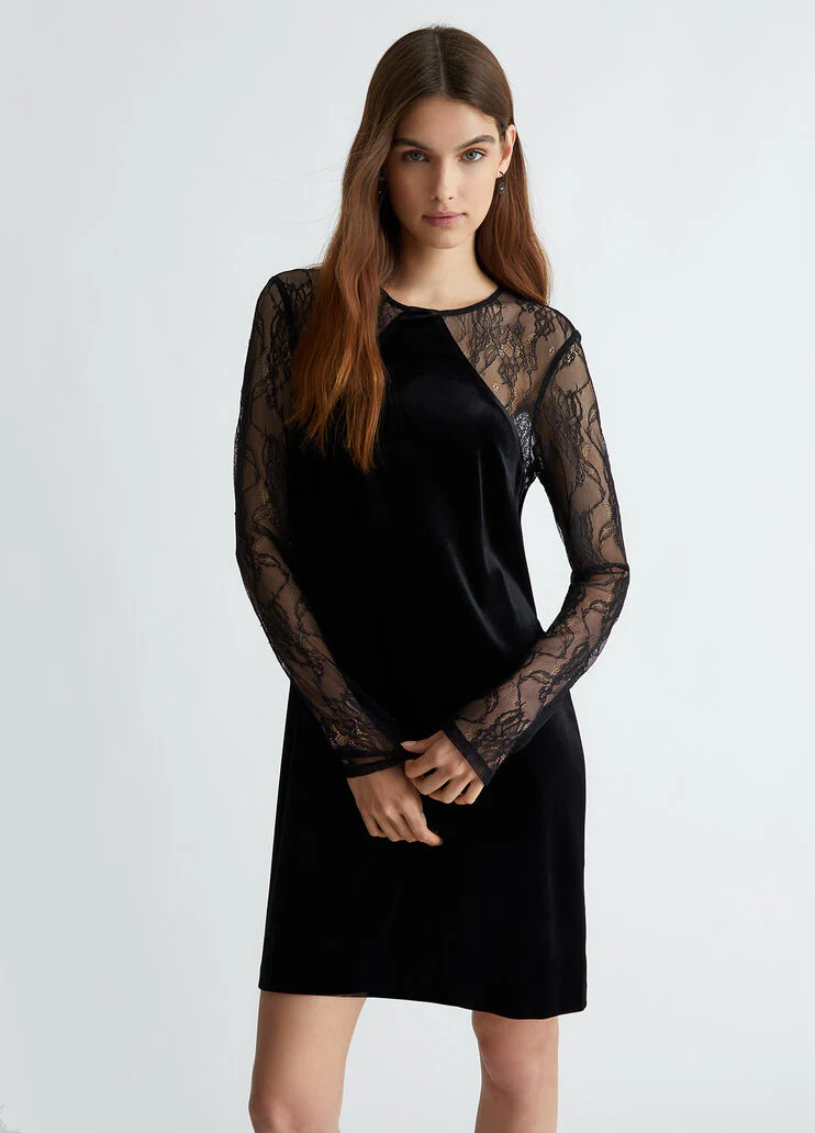 Short lace and velvet dress