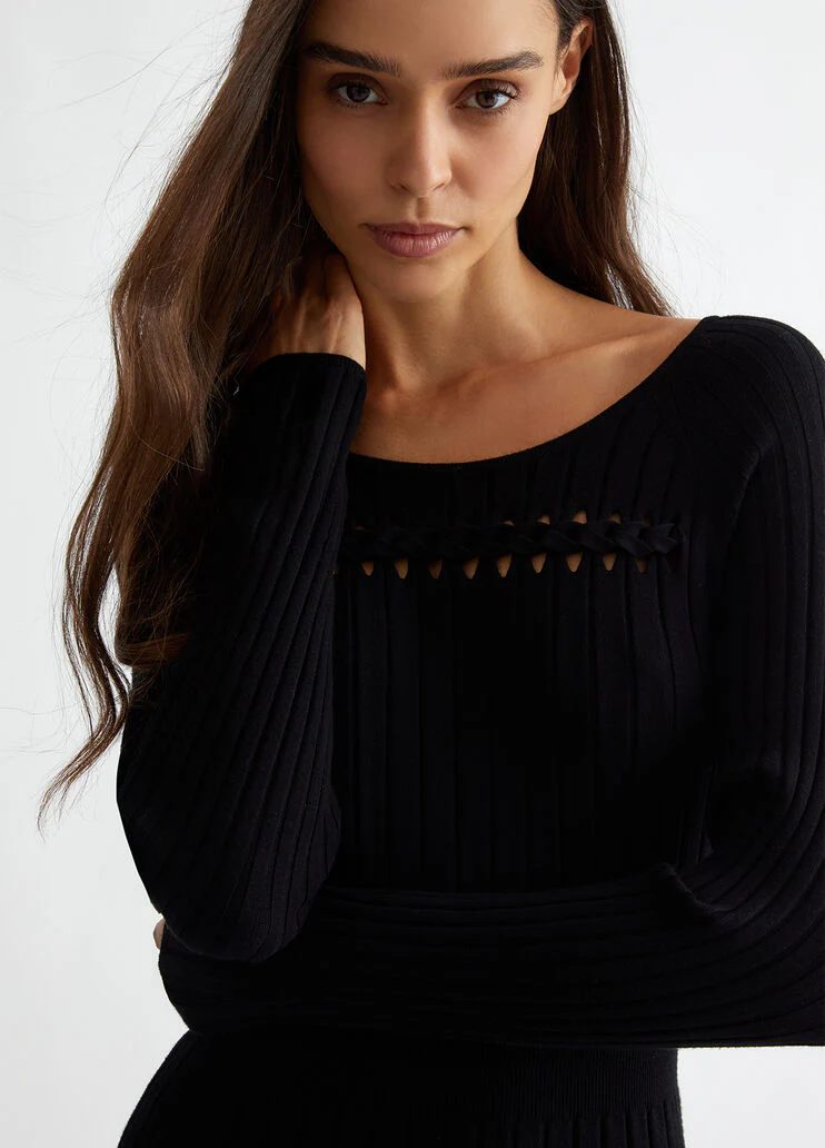 Rib-knit dress with studs