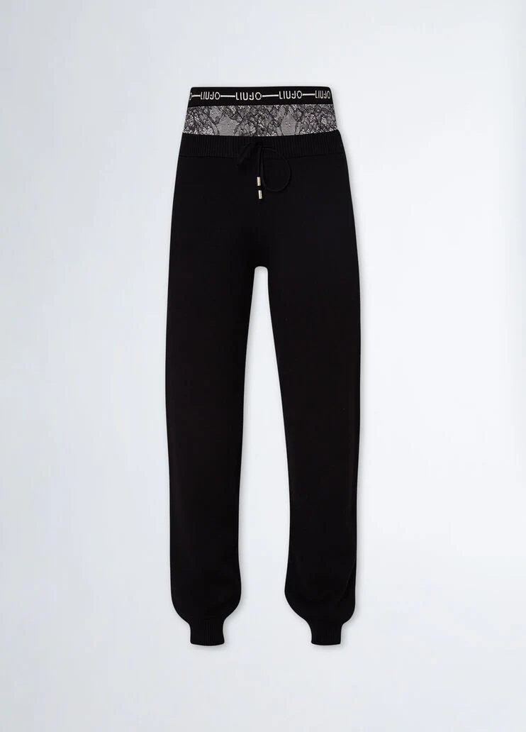 Knit trousers with lace