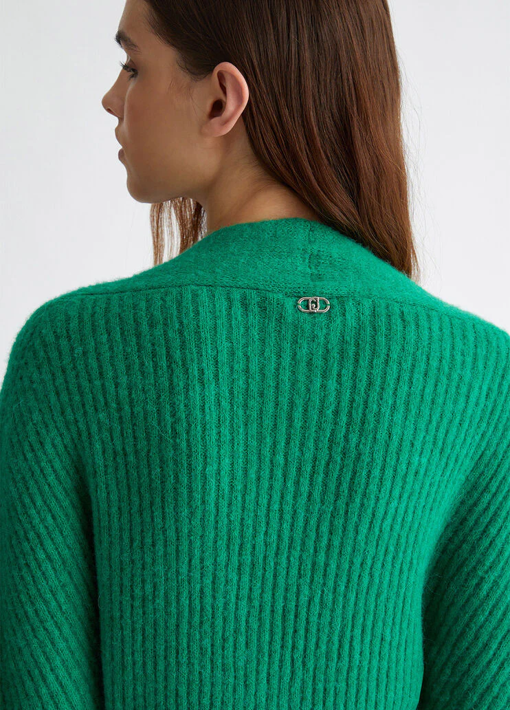 Rib-knit wool-blend cardigan