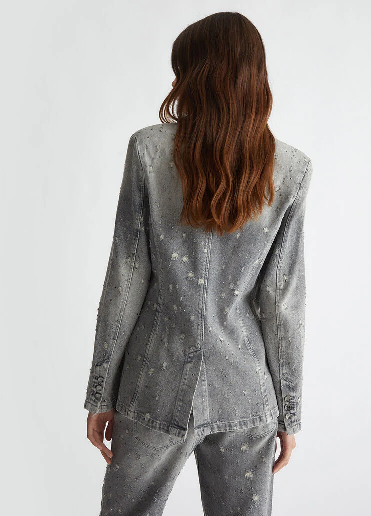 Denim blazer with rhinestones