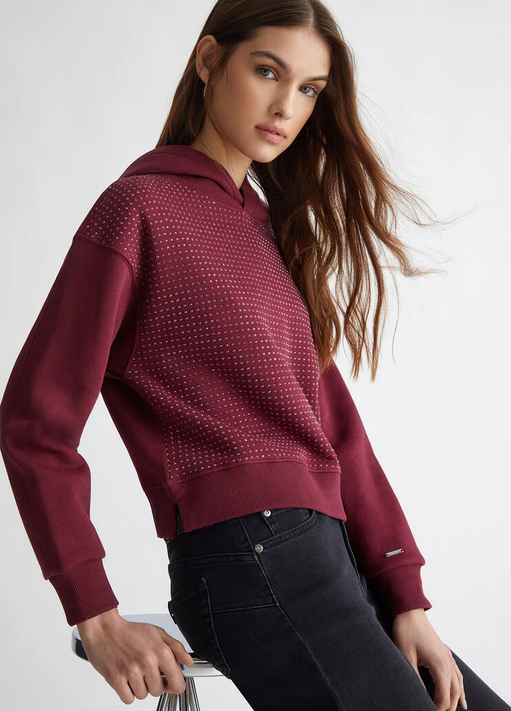 Sweatshirt with rhinestones