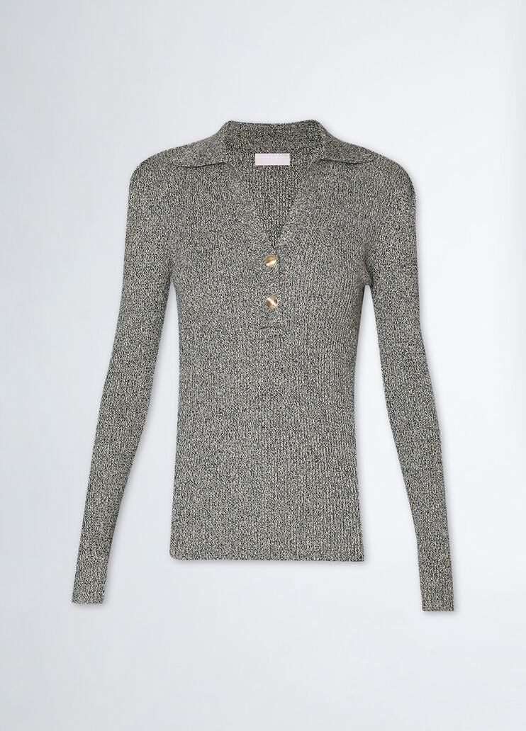 Lurex knit polo-shirt