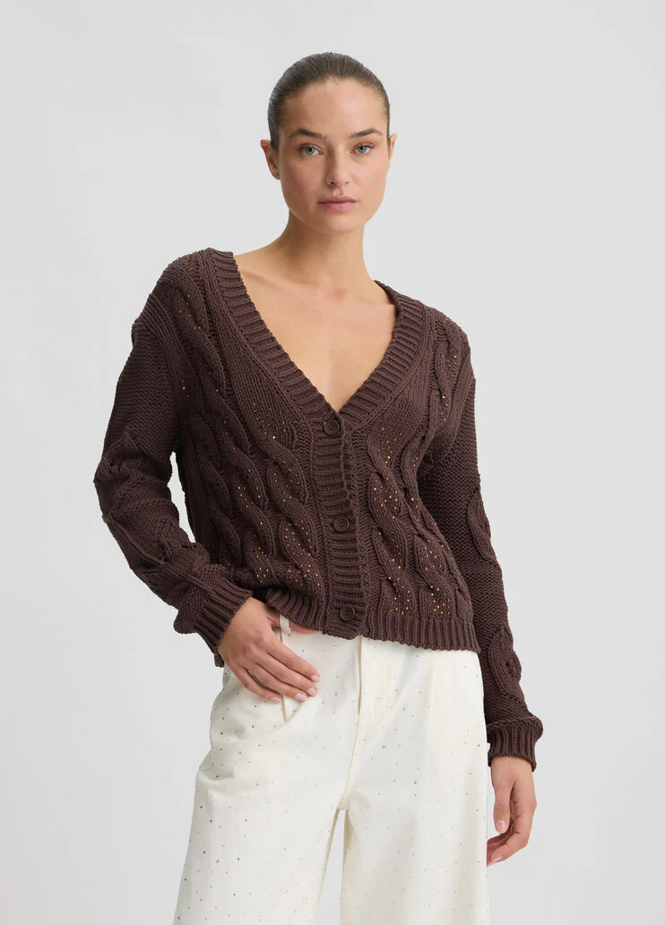 Cardigan with gemstones