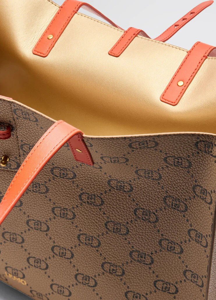 Beige tote bag with monogram logo