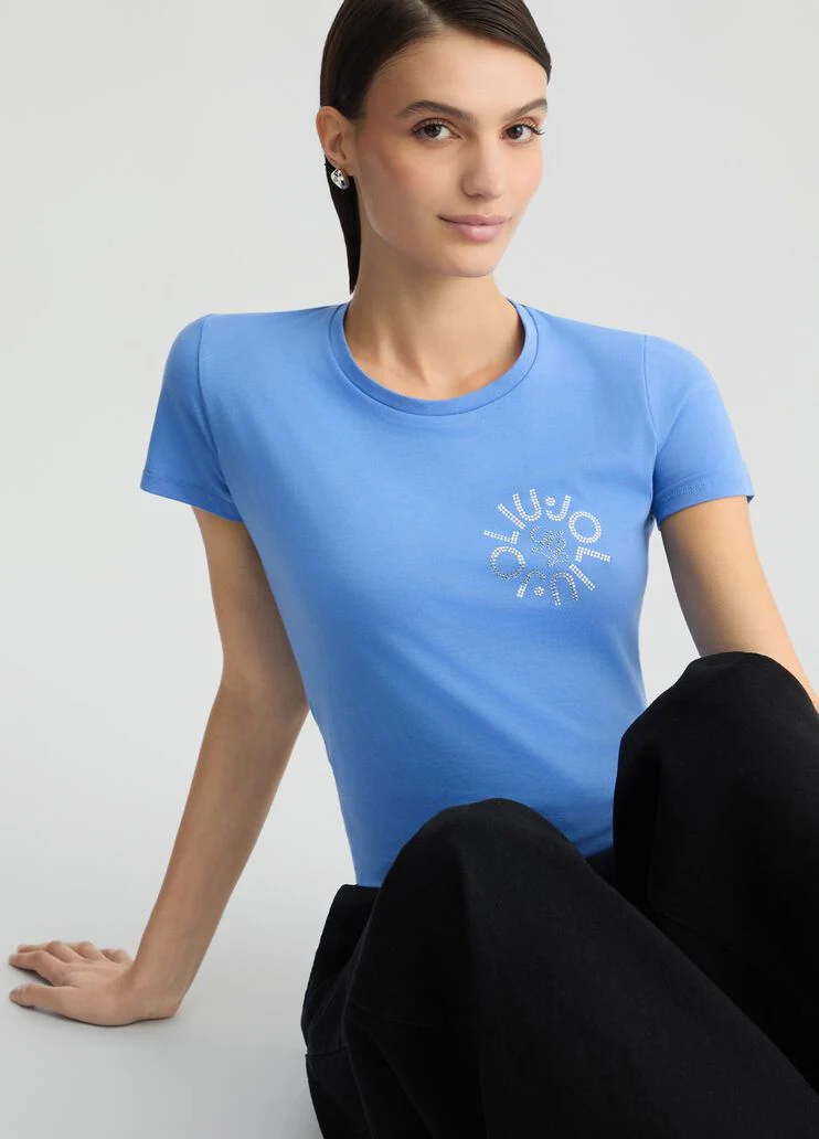T-shirt with logo and gemstones