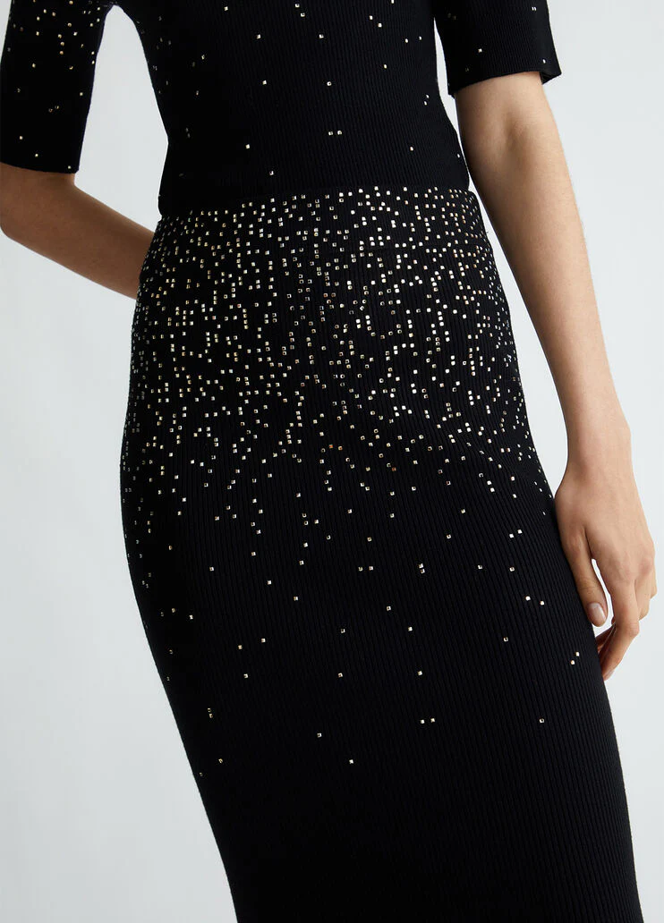 Midi skirt with dégradé rhinestones