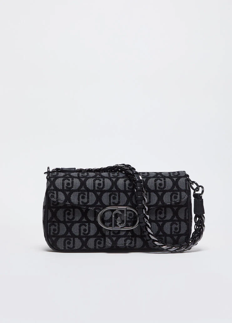 Jacquard shoulder bag with logo