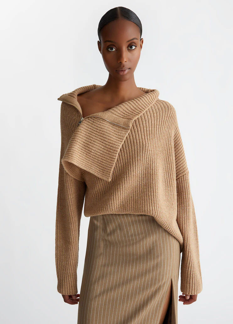 Rib-knit wool-blend sweater