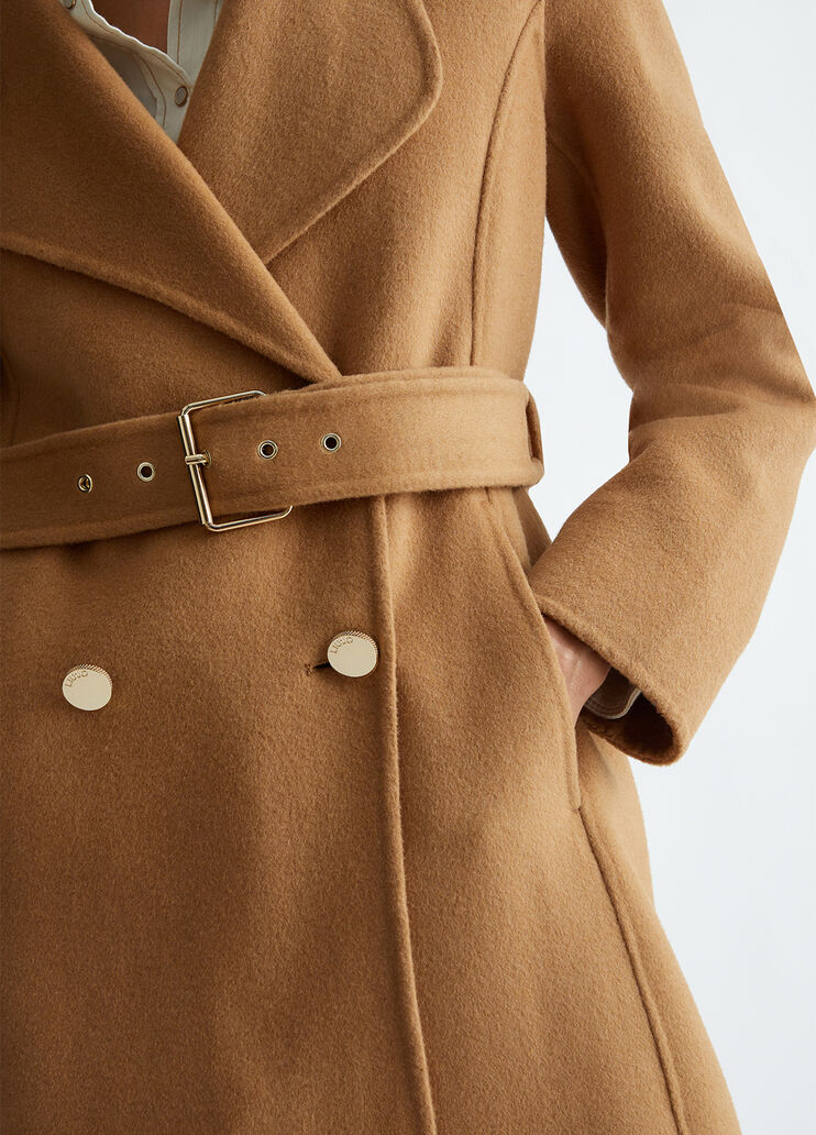 Double-breasted wool-blend coat