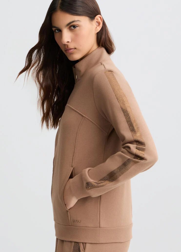 Brown sweatshirt with rhinestones