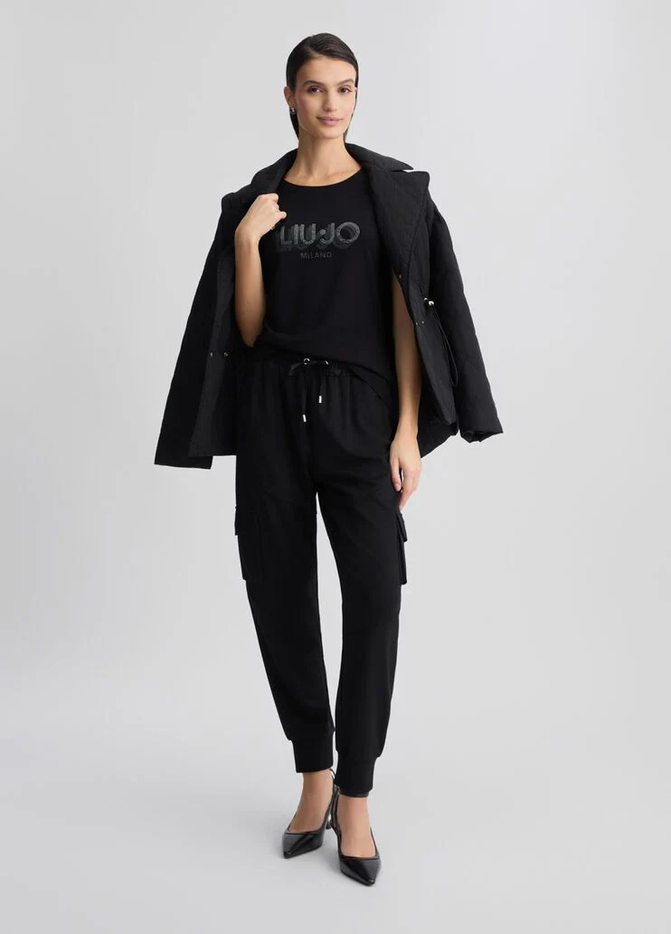 T-shirt with logo and gemstones