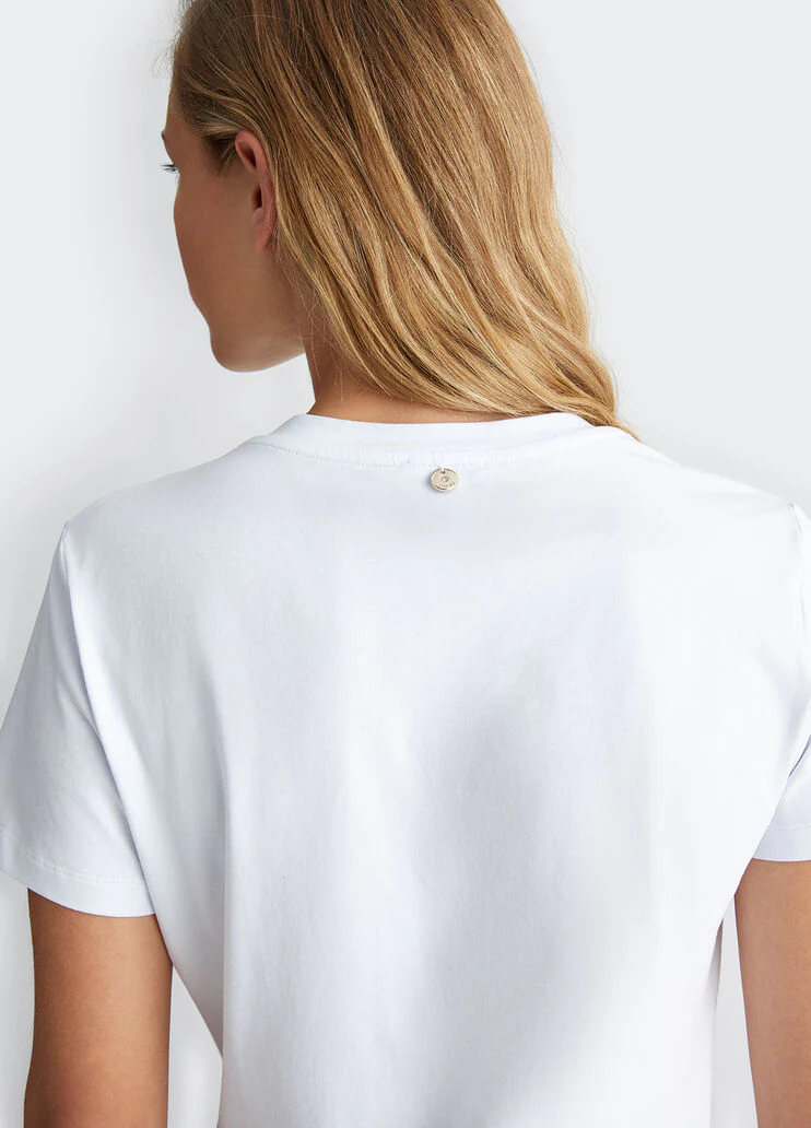 Cotton T-shirt with rhinestones