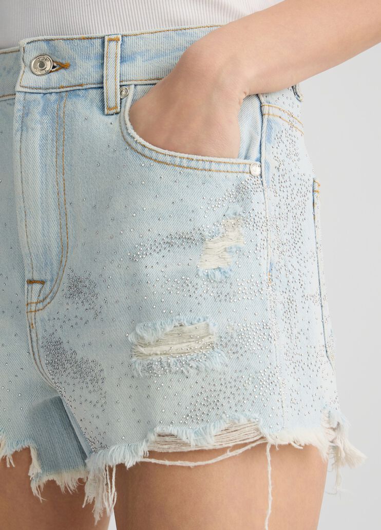 Denim shorts with gemstones