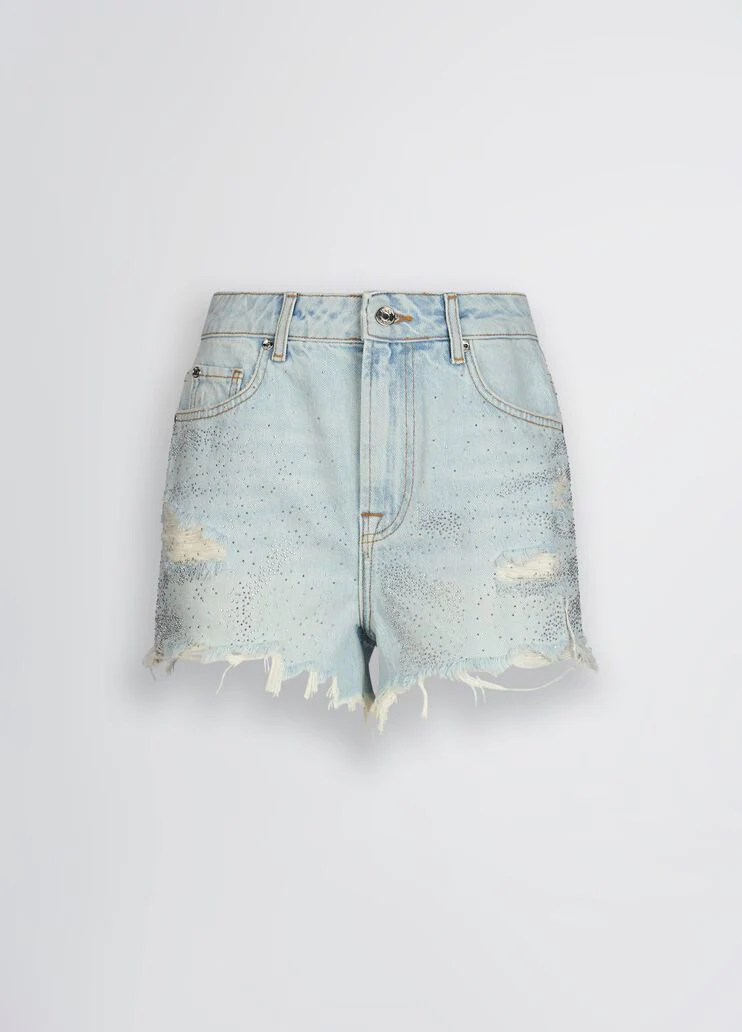 Denim shorts with gemstones
