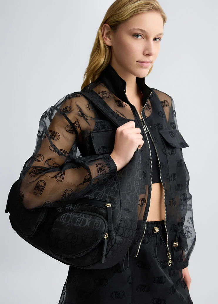 Nylon jacquard shoulder bag