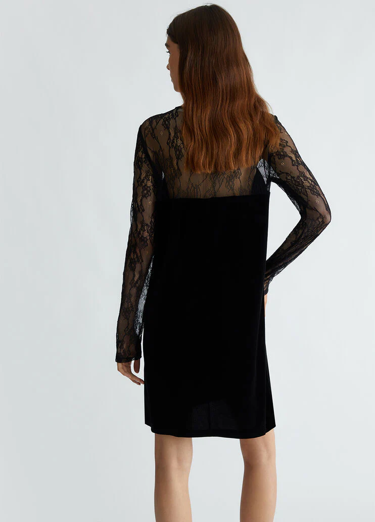 Short lace and velvet dress