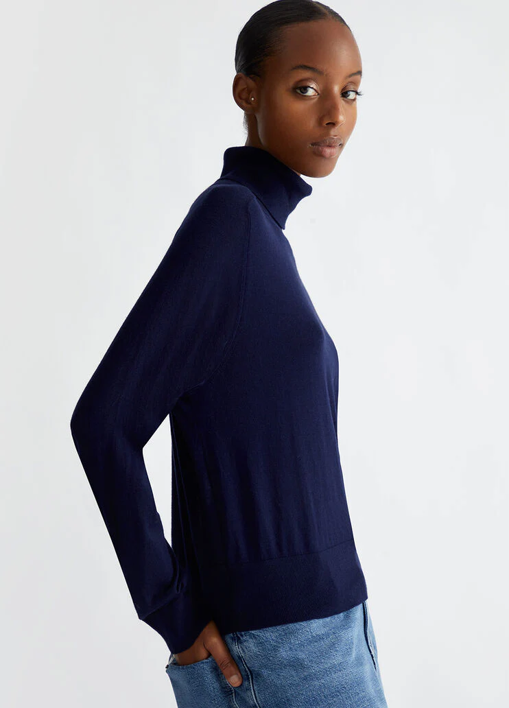 Cotton and cashmere polo-neck