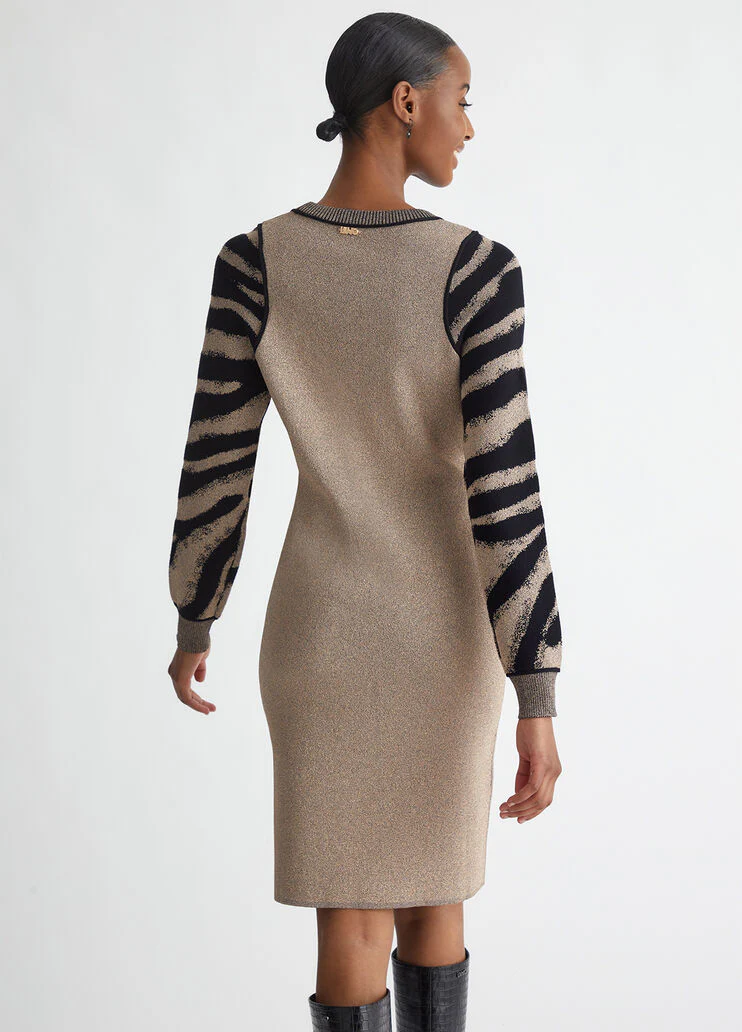 Animal-design knit dress