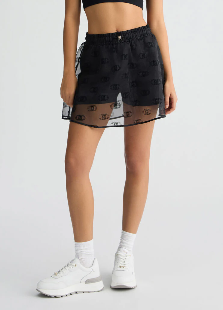 Printed organza miniskirt