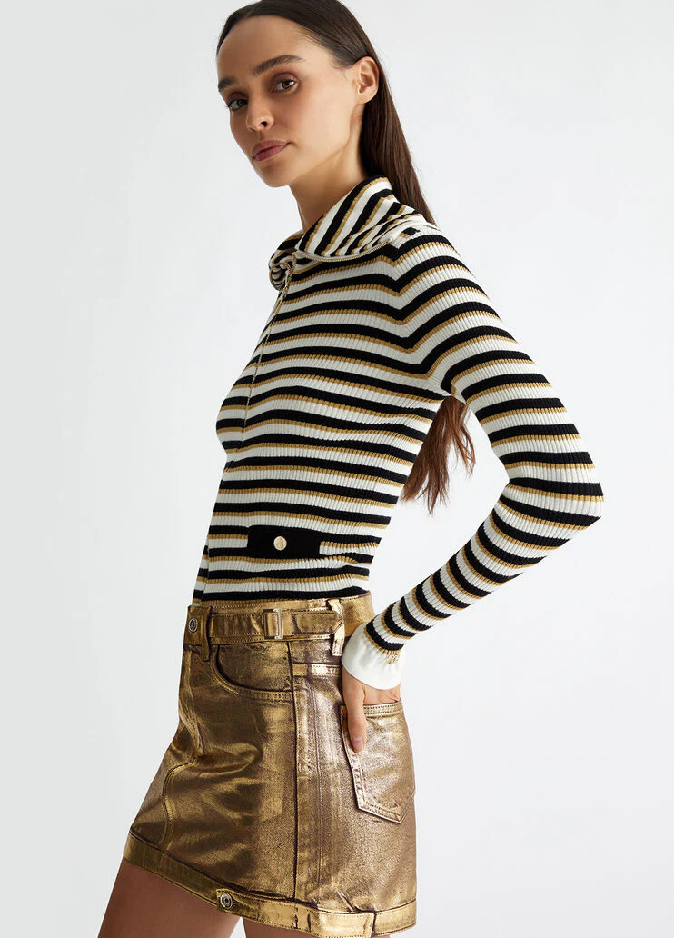 Striped knit cardigan