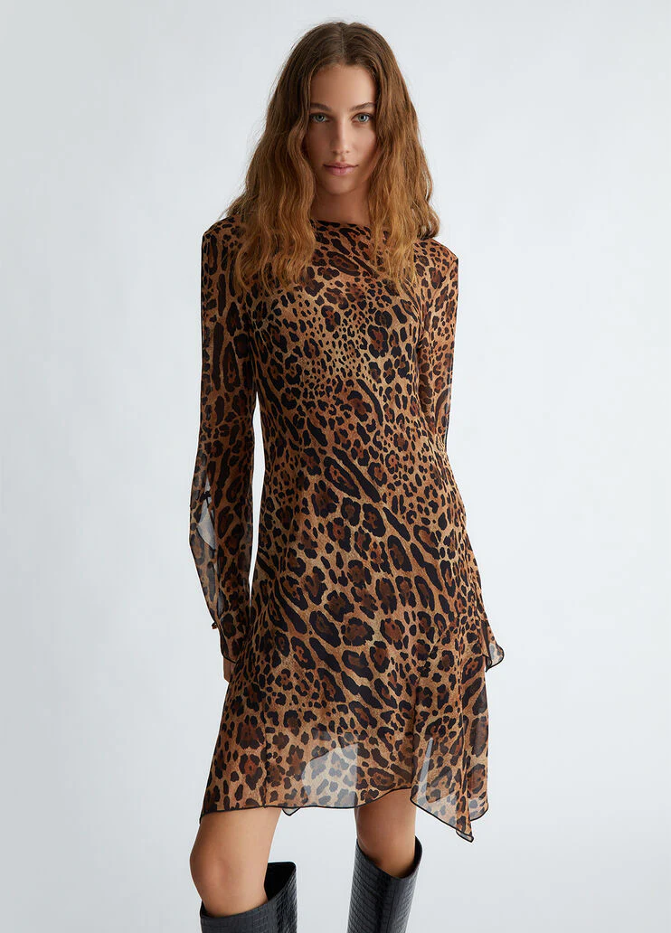 Short animal-print tulle dress