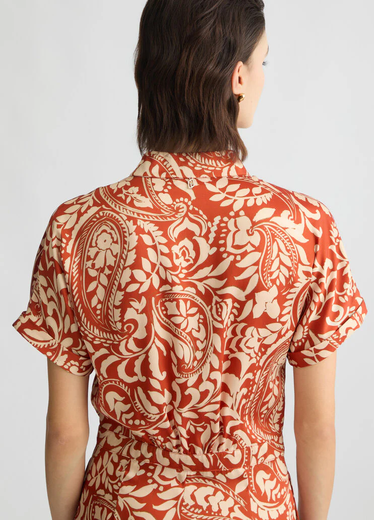 Printed twill jumpsuit