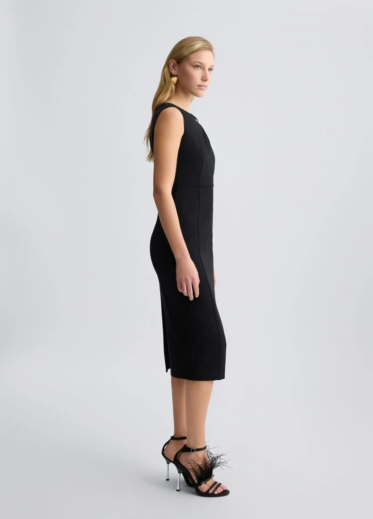 Black crepe sheath dress