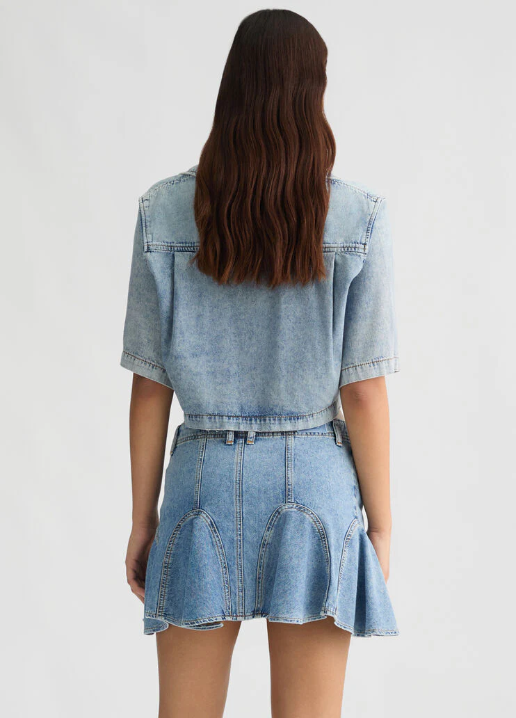 Cropped denim shirt