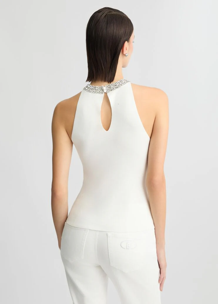 White top with bejewelled embellishment