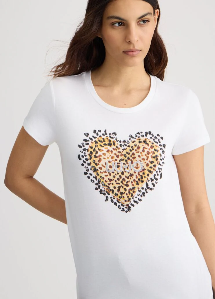 T-shirt with animal-print heart