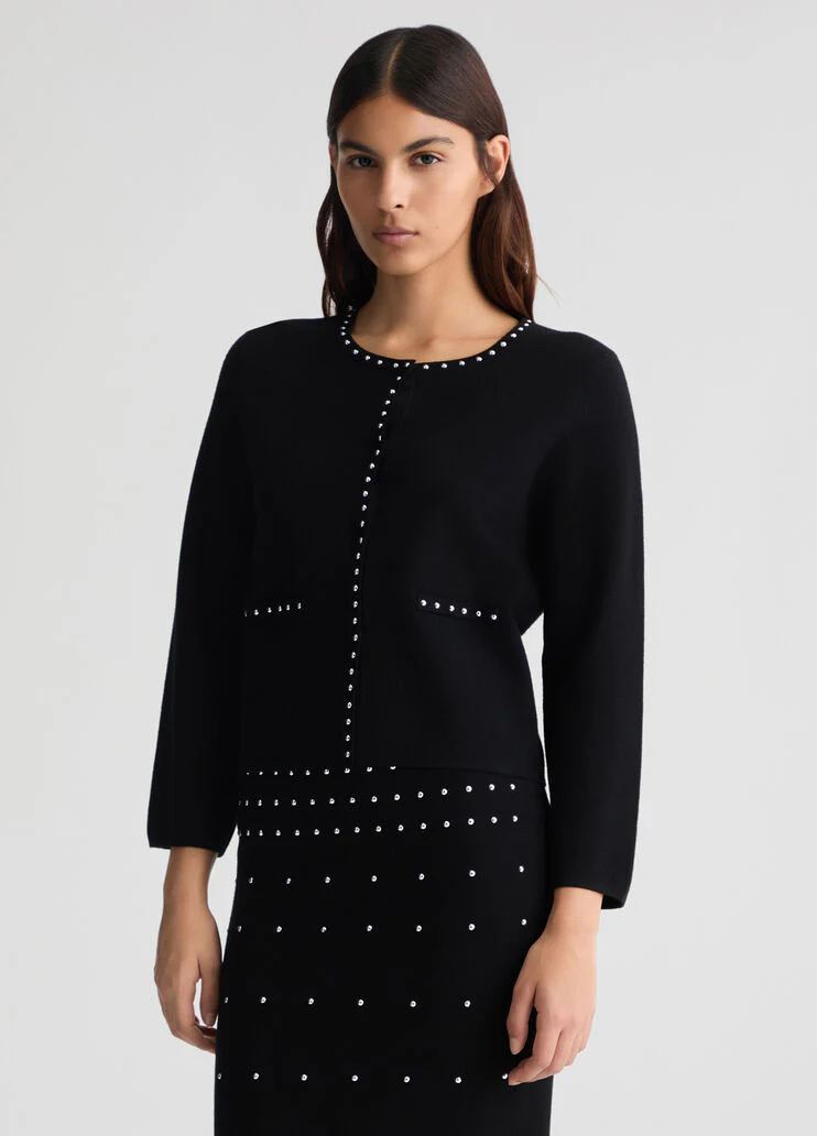 Knit jacket with studs