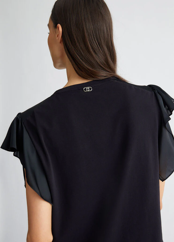 Jersey T-shirt with roses