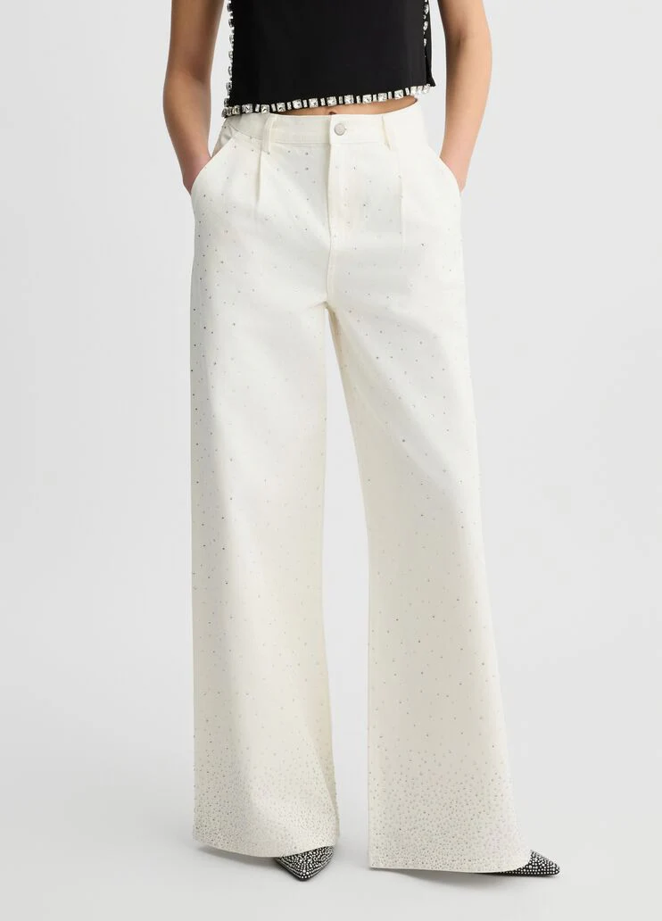Flared jeans with rhinestones