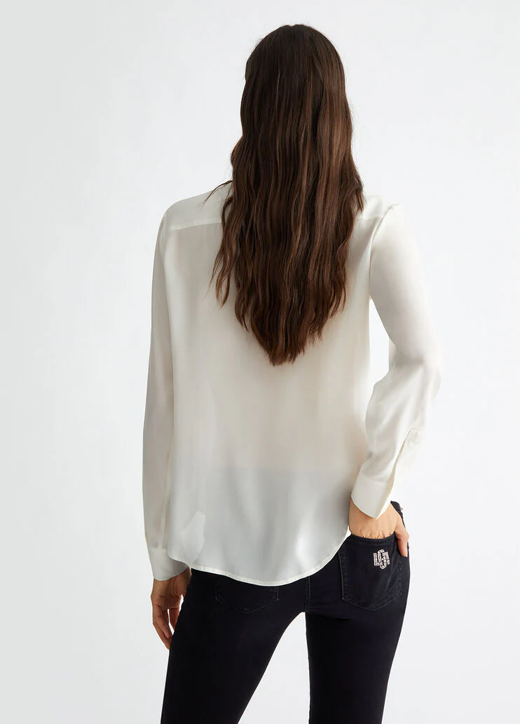 Silk-blend crepe shirt