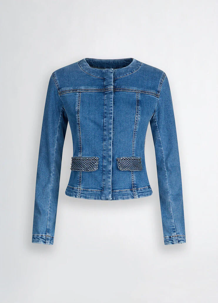 Denim jacket with rhinestones