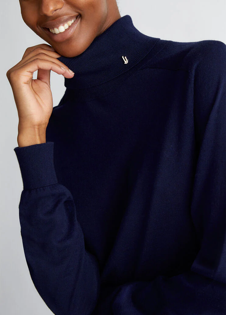 Cotton and cashmere polo-neck