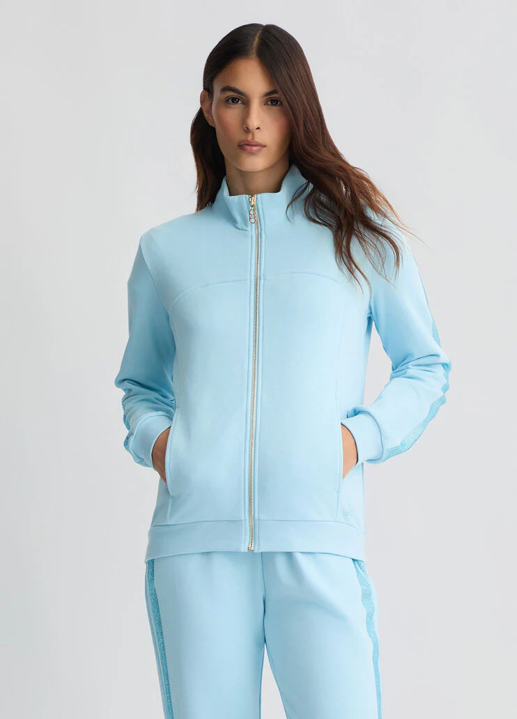 Light blue sweatshirt with rhinestones