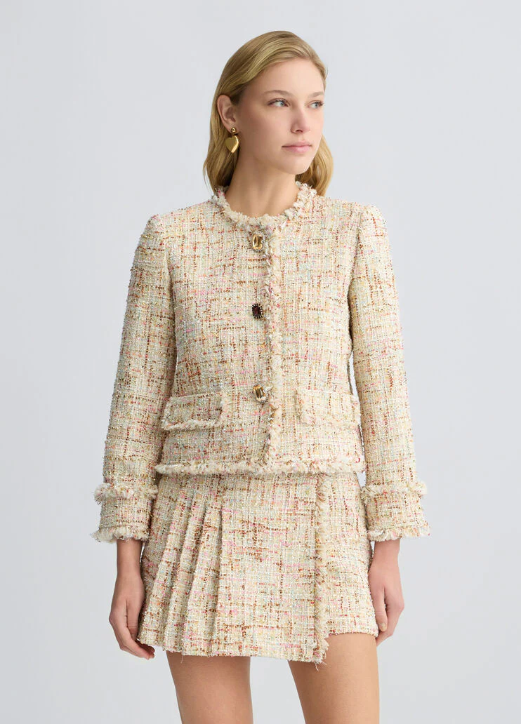 Multi-colored raw-cut jacket