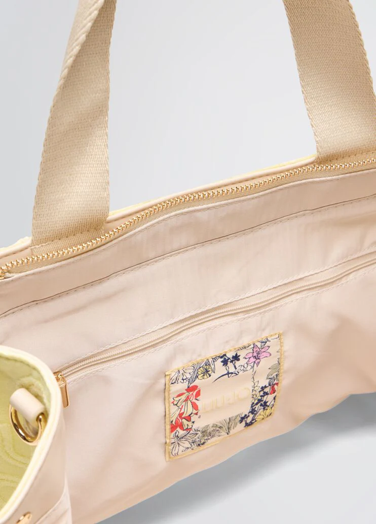 Yellow jacquard tote bag